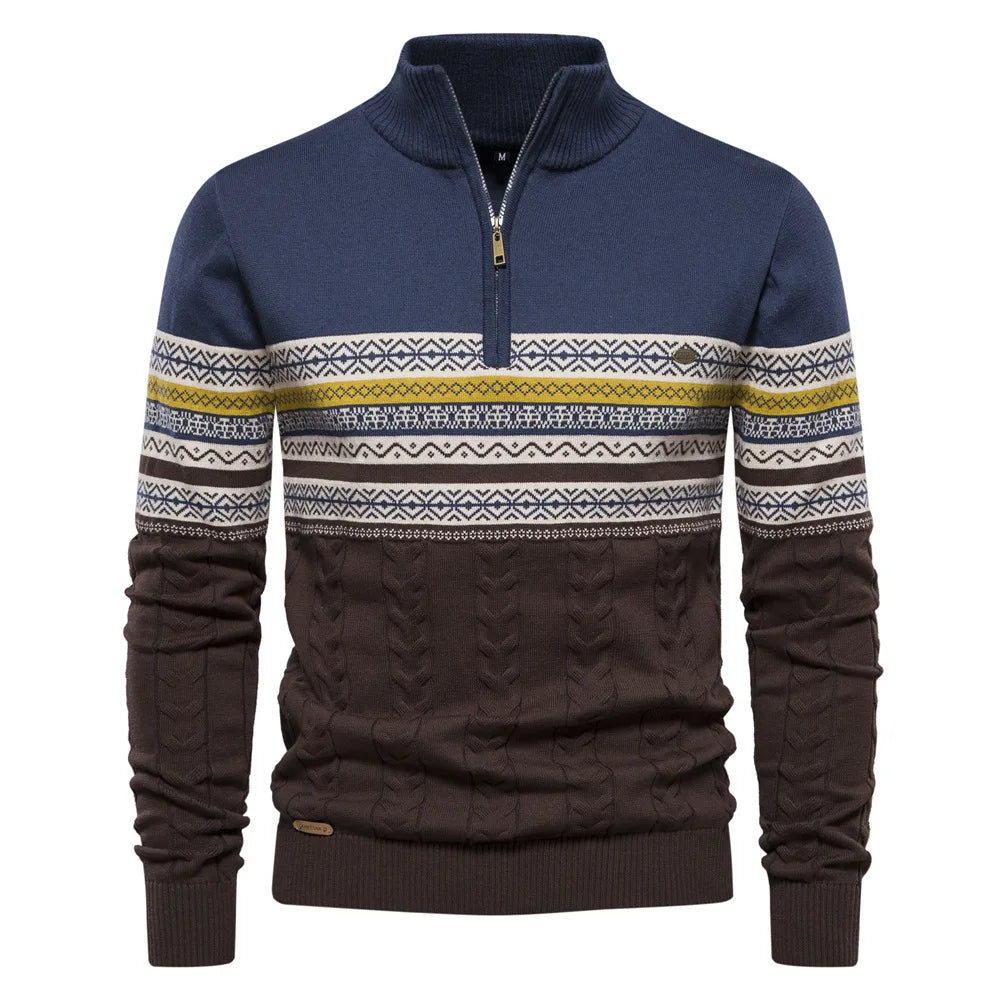 Theodor™ - Hyggelig Fair Isle Half Zip Sweater for Stilfuld Varme