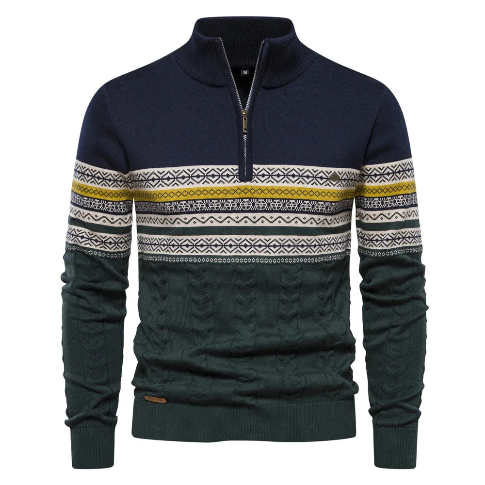 Theodor™ - Hyggelig Fair Isle Half Zip Sweater for Stilfuld Varme