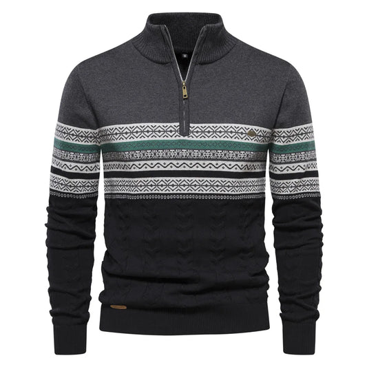 Theodor™ - Hyggelig Fair Isle Half Zip Sweater for Stilfuld Varme